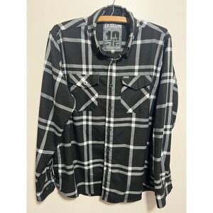 Dixxon Flannel Company The Decade Black Grey White Plaid Shirt Mens Large L